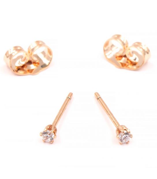 Сережки-гвоздики Xuping "Камінь 2 мм" лимонна позолота (медичне золото)