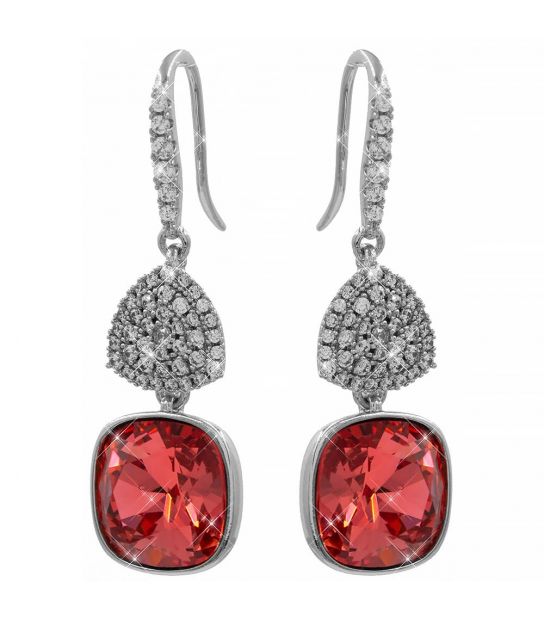 Сережки (гачки) Swarovski Квадрат на основі каменів родіум (Медична сталь)