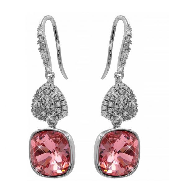 Сережки (гачки) Swarovski Квадрат на основі каменів родіум (Медична сталь)