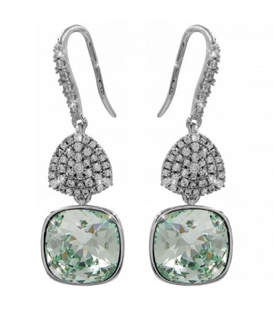 Сережки (гачки) Swarovski Квадрат на основі каменів родіум (Медична сталь)