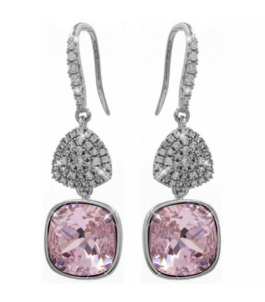 Сережки (гачки) Swarovski Квадрат на основі каменів родіум