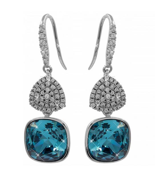 Серьги (крючки) Swarovski Квадрат на основании из камней родиум (Медицинская сталь)