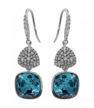 Сережки (гачки) Swarovski Квадрат на основі каменів родіум (Медична сталь)