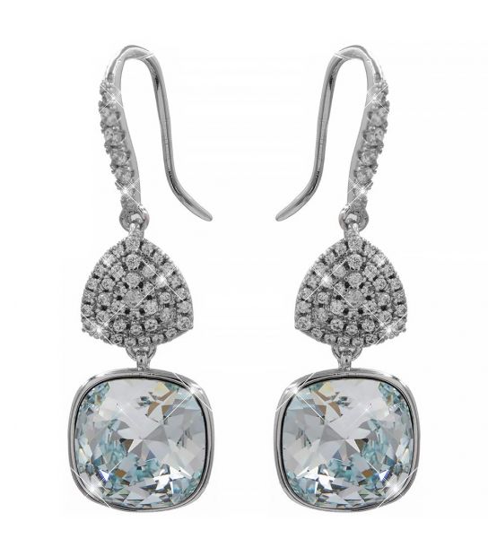 Сережки (гачки) Swarovski Квадрат на основі каменів родіум (Медична сталь)