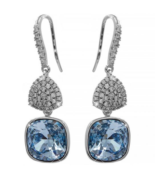 Сережки (гачки) Swarovski Квадрат на основі каменів родіум (Медична сталь)