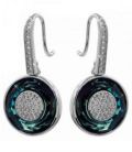 Сережки Swarovski "Синій диск" з дрібними цирконами