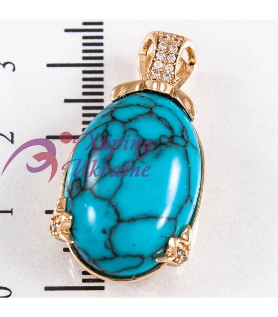 Підвіска лимонна позолота, овальний камінь