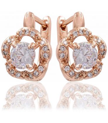 Серьги Xuping позолота Круглый цветочек, камень 0,6-контур мелких камней медицинское золото