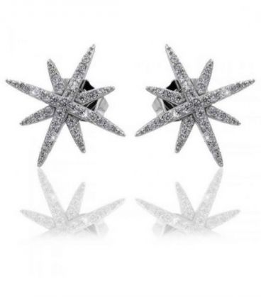 Серьги-гвоздики “Снежинка” родиум
