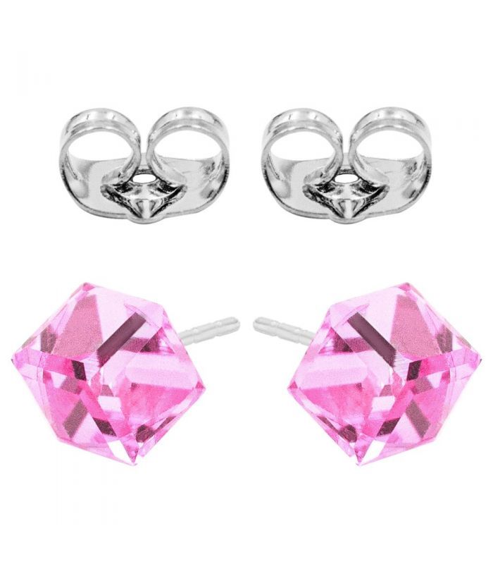 Сережки-гвоздики Swarovski Кубик 0,4 см срібло 925 - Xuping