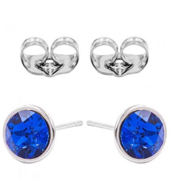 Сережки-гвоздики родій Swarovski Камінь 0,8 см (на підставі)