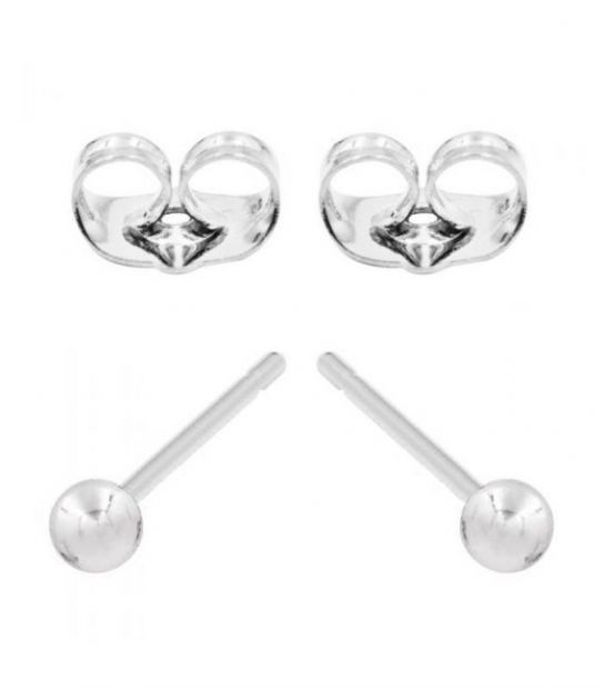 Серьги-гвоздики "Металлический шарик 0,3 см" родий