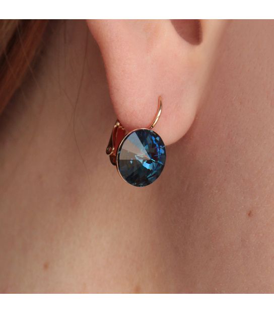 Сережки лимонна позолота Swarovski Crystals 1,2 см