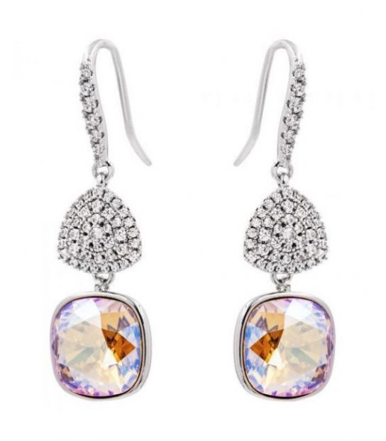 Сережки-підвіски Swarovski родіум