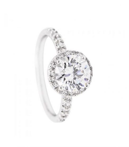 Кольцо родиум с белым цирконием