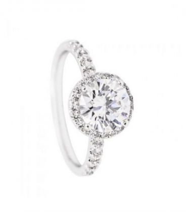 Кольцо родиум с белым цирконием