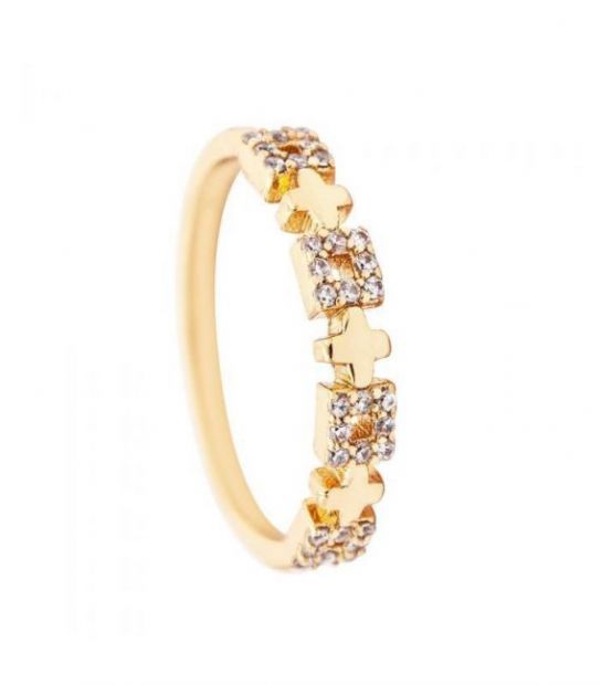 Кольцо “Плюсик” лимонная позолота (Медицинское золото)