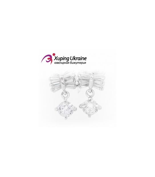 Серьги (гв.) родиум "Камушек на бантике"