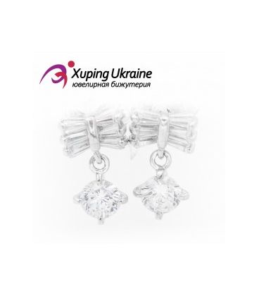 Серьги (гв.) родиум "Камушек на бантике"