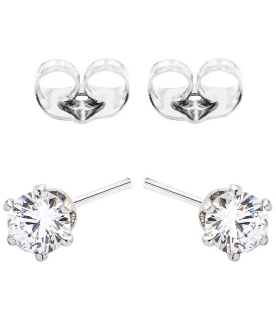 Серьги-гвоздики родиум "Камень 0,4 " в цветке-держателе