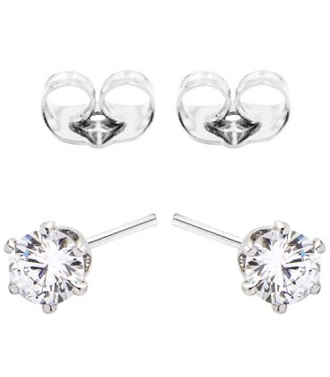 Сережки-гвоздики родіум з білим цирконієм 4 мм