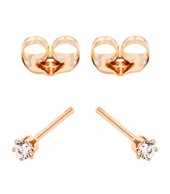 Серьги-гвоздики позолота "Камень 0,2 в цветке держателе"