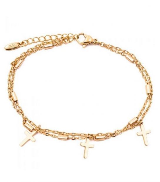 Браслет лимонна позолота з Хрестиками 17,5 – 20,5 см