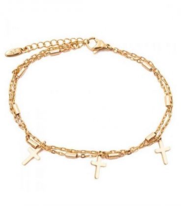 Браслет лимонна позолота з Хрестиками 17,5 – 20,5 см