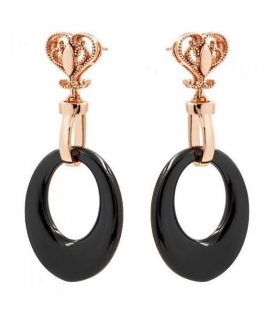 Серьги Xuping гвоздики керамические Овал на ажурном сердце