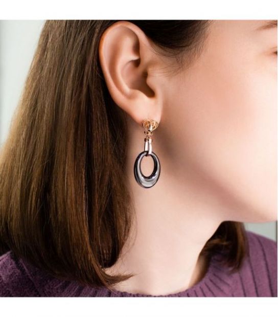 Сережки Xuping керамічні гвоздики Овал на ажурному серці