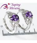 Серьги Xuping родиум "Овальный камень, волны"
