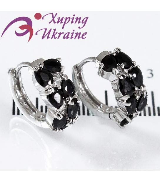 Серьги Xuping родиум "капельки-камни"