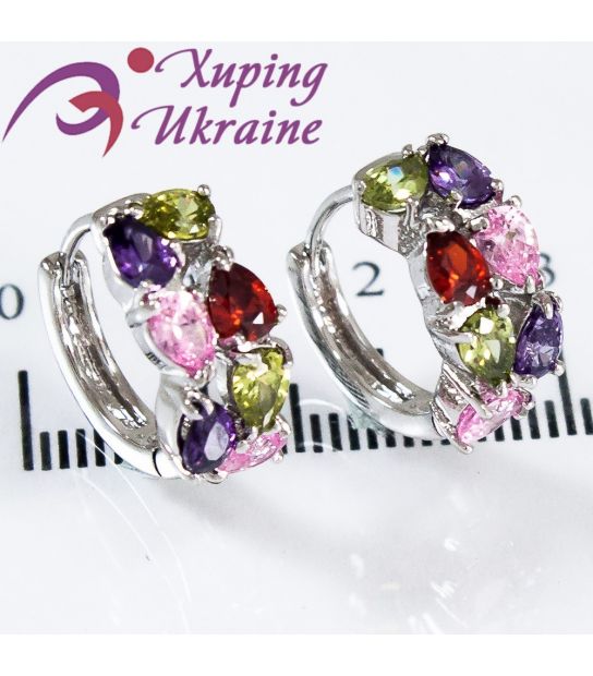 Серьги Xuping родиум "капельки-камни" медицинское золото