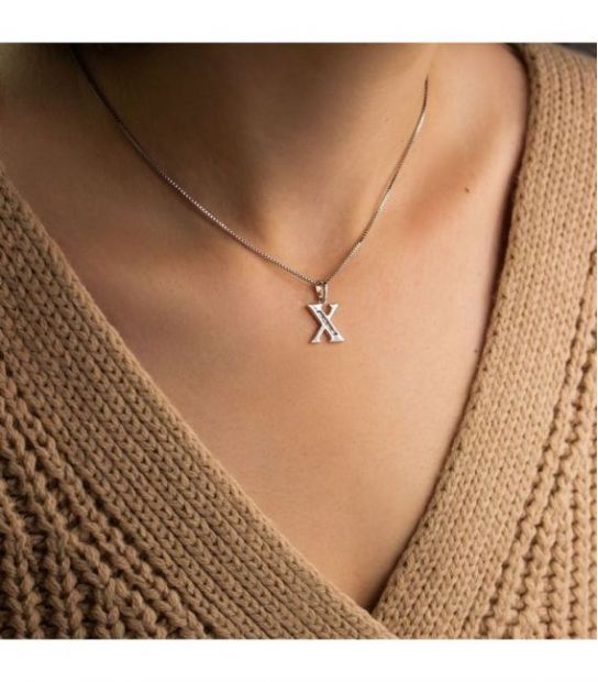 Підвіска "Літера X" родіум