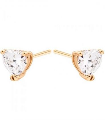 Сережки-гвоздики «Серце» лимонна позолота 18к