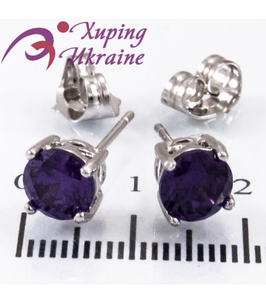 Сережки-гвоздики родіум "Камінь 0,6"