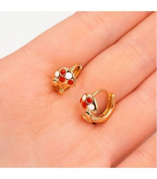 Серьги лимонная позолота «Грибочки» английская застежка