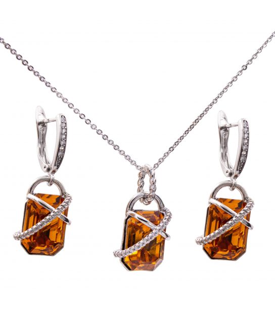 Набір родіум Swarovski "Загадка" (Медичне золото)