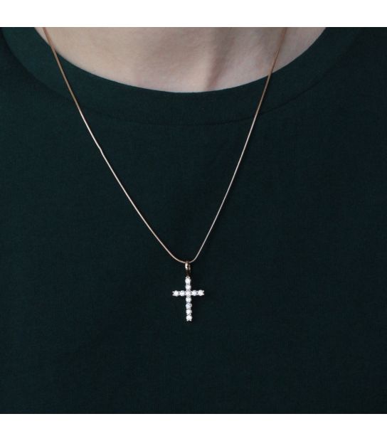 Підвіска Хрестик з камінчиком лимонна позолота