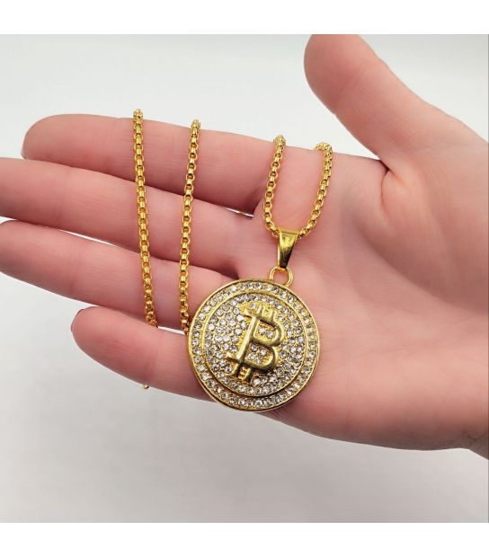 Підвіска на ланцюжку "Bitcoin Біткоїн" сталь 14К