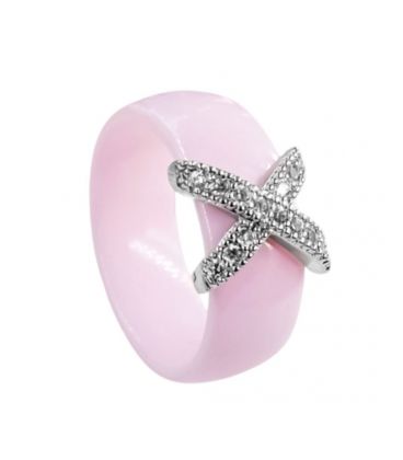 Кольцо Xuping керамическое со стальной вставкой с цирконами