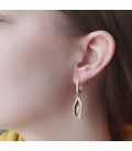 Серьги-подвески "Лист", позолота