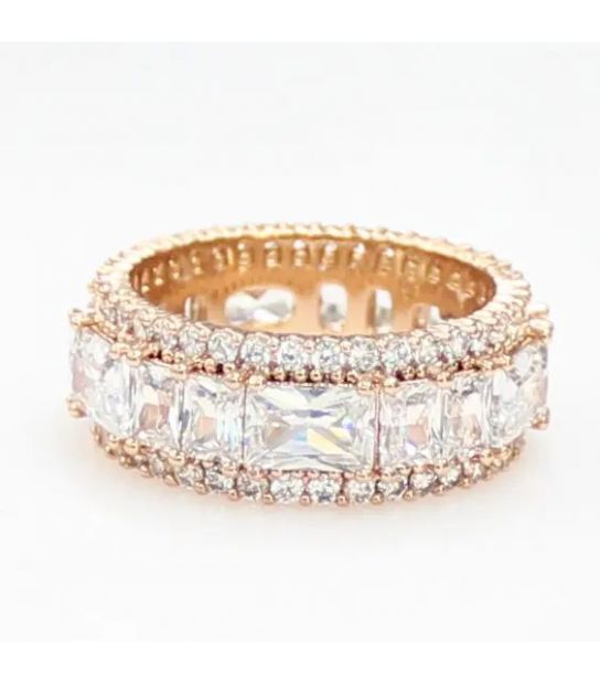 Каблучка лимонна позолота суцільна з цирконів Xuping (824560(4)) медичне золото