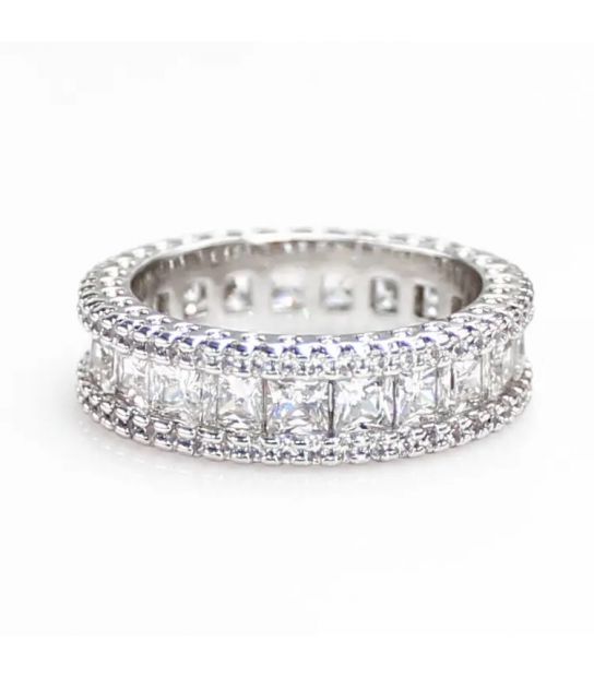 Кольцо родий сплошное из цирконов Xuping (824560) медицинское золото