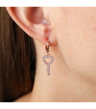 Сережки-підвіски Xuping Серце-ключик лимонна позолота 524752/2 медзолото