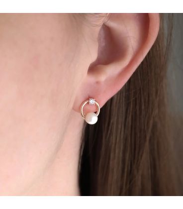 Серьги-гвоздики Xuping Кружок с жемчугом (824479) медицинское золото