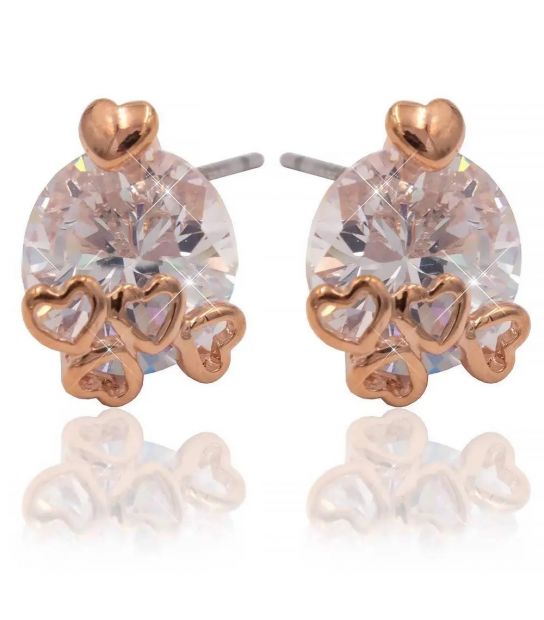 Сережки-цвяшки (Пусети) "Серця" медзолото