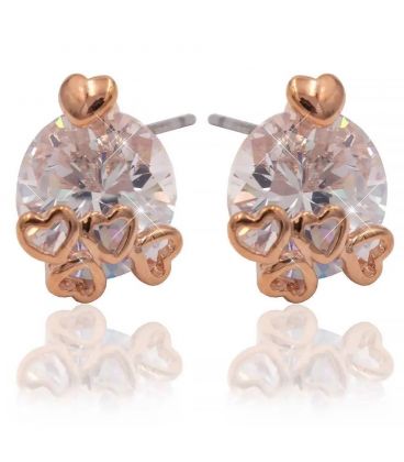 Сережки-цвяшки (Пусети) "Серця" медзолото