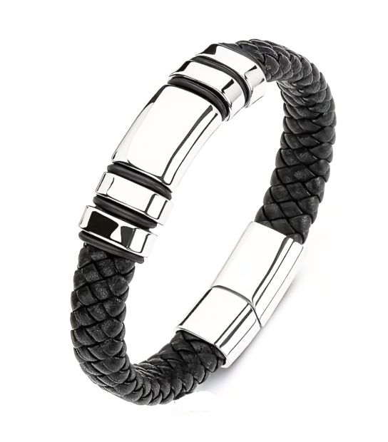 Браслет чоловічий шкіряний на магнитній застібці