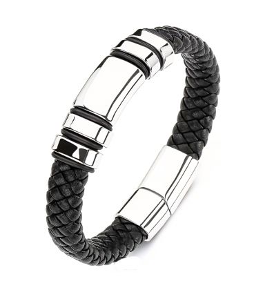 Браслет чоловічий шкіряний на магнитній застібці